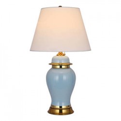 Lampa stołowa ceramiczna RONDA niebieska złota